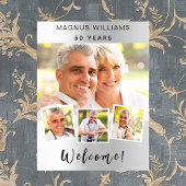Poster Collage photo argent anniversaire fête bienvenue