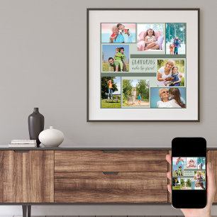 Poster Collage photo Carré contemporain pour grands-paren