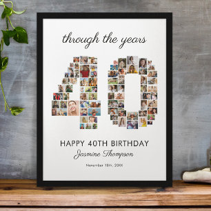 Poster Collage photo d'anniversaire 40 ans heureux