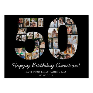 Poster Collage photo d'anniversaire 50 ans Cadeau d'ann