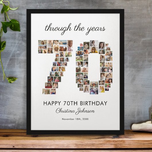 Poster Collage photo d'anniversaire 70 ans heureux