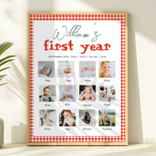 Poster Collage photo d'anniversaire de la première année 