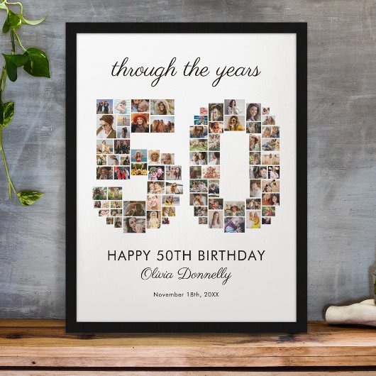 Poster Collage photo d'anniversaire des 50 ans heureux