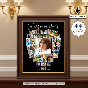 Poster Collage photo de 44 formes de cœur Mémorial funéra
