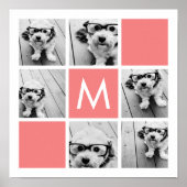 Poster Collage photo de corail et blanc Monogramme person (Devant)