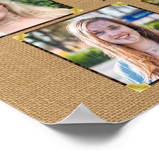 Poster Collage photo de l'école secondaire Rustic Burlap (Coin)