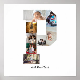 Poster Collage photo de lettre noir et blanc P