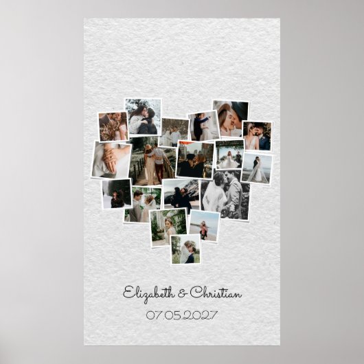 Poster Collage photo en forme de coeur Mariage romantique (Devant)