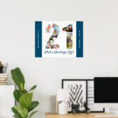 Poster Collage photo en forme de numéro 21 pour 21e anniv (Bureau à domicile)