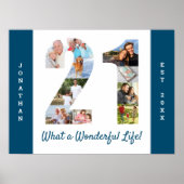 Poster Collage photo en forme de numéro 21 pour 21e anniv (Devant)