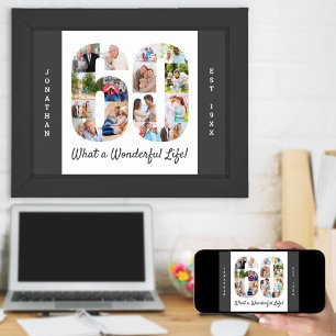 Poster Collage photo en forme de numéro 60 pour 60e anniv