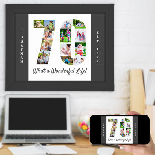 Poster Collage photo en forme de numéro 70 pour 70e anniv