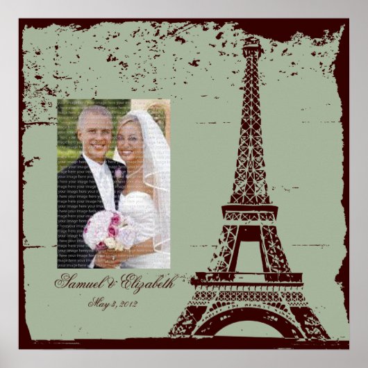 Poster Collage photo encadré Mariage Tour Eiffel (Devant)