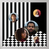 Poster Collage photo familial Bandes noires et blanches D (Devant)