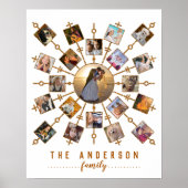 Poster Collage Photo Famille Or Blanc + Nom 21 Photos (Devant)