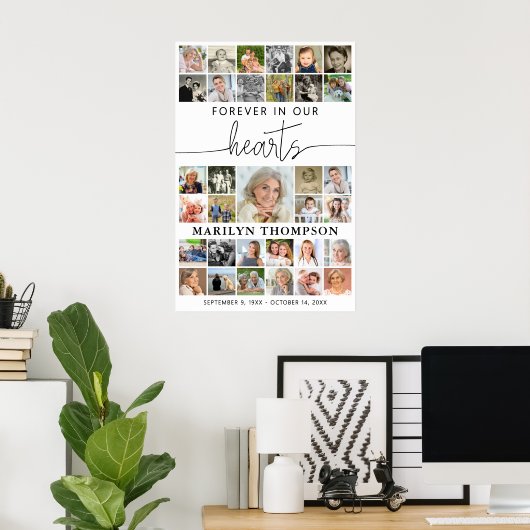 Poster Collage photo Funérailles 33 À jamais dans nos cœu (Bureau à domicile)