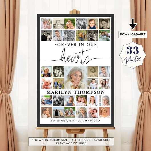 Poster Collage photo funéraire 33 À jamais dans nos cœurs
