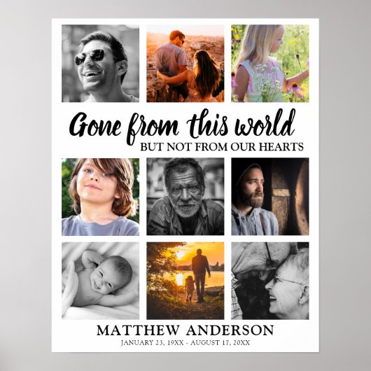 Poster Collage photo funéraire | Mémorial (Devant)