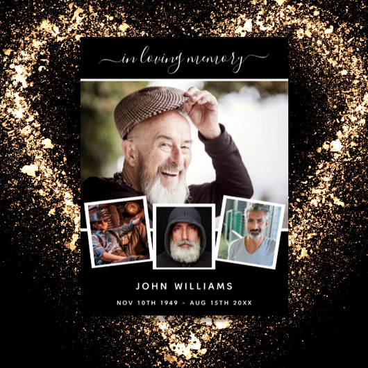 Poster Collage photo funéraire noir accueil mémorial