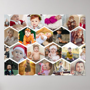 Poster Collage photo Hexagon