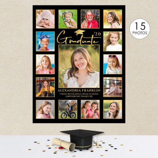 Poster Collage photo Modern Graduate Noir Or 15