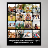 Poster Collage photo moderne de 16 photos avec devis (Devant)