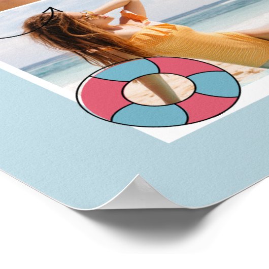 Poster Collage photo multiple en été bleu mou (Coin)