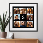 Poster Collage photo noir massif Monogramme personnalisé<br><div class="desc">Vous pouvez utiliser des photos Instagram pour cette conception. Utilisez 8 photos carrés pour créer un cadeau unique et personnel. Ou vous pouvez garder le chiot hipster et faire un gardien branché. Si vous avez besoin d'ajuster les images,  cliquez sur l'outil personnaliser pour apporter des modifications.</div>