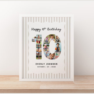 Poster Collage photo numéro d'anniversaire tendance 10 16