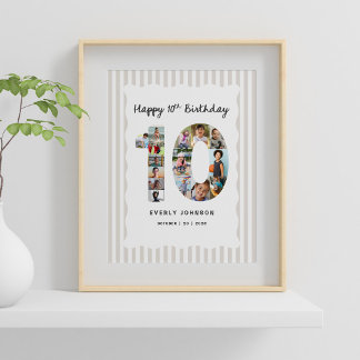 Poster Collage photo numéro d'anniversaire tendance 10 8X