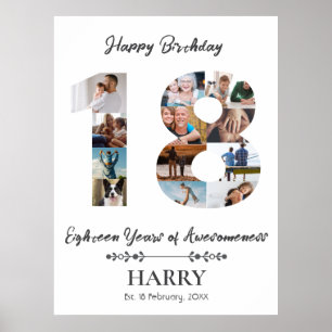 Poster Collage photo personnalisé 18e anniversaire