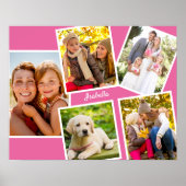 Poster Collage photo personnalisé 5 photos rose (Devant)