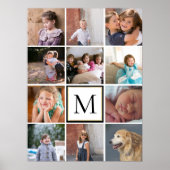 Poster Collage photo personnalisé douze et monogramme (Devant)