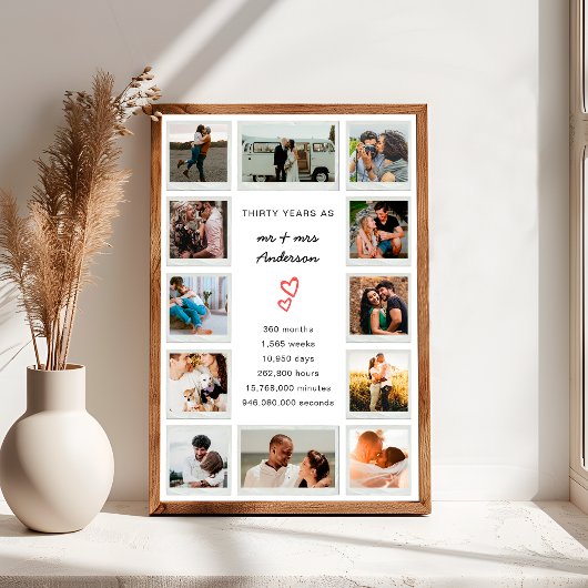 Poster Collage photo personnalisé du 30e anniversaire mod