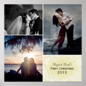 Poster Collage photo personnalisé First Christmas Damask (Devant)