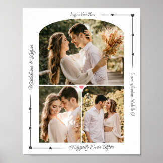 Poster Collage photo personnalisé mariage Coeurs gris mod