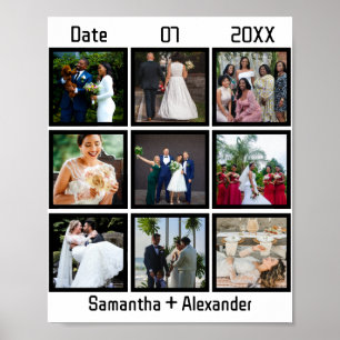 Poster Collage photo personnalisé moderne de mariage et a