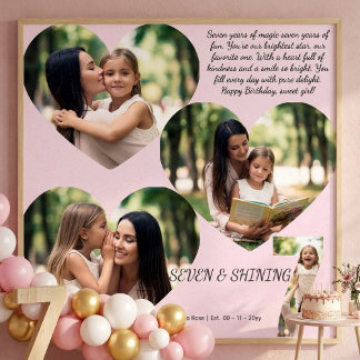 Poster Collage photo personnalisé pour un 7ème anniversai