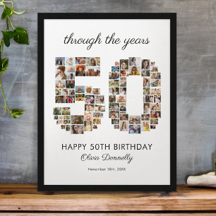 Poster Collage photo pour 50 ans d'anniversaire heureux