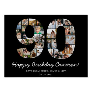 Poster Collage photo pour 90e anniversaire Cadeau 90e a