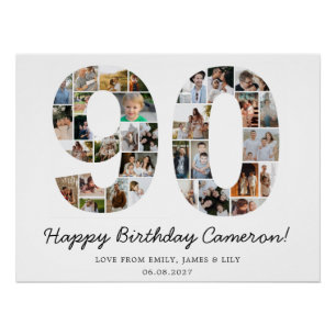 Poster Collage photo pour 90e anniversaire Cadeau 90e a
