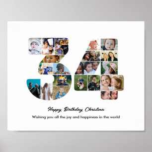 Poster Collage photo pour la 34e fête d'anniversaire Numé