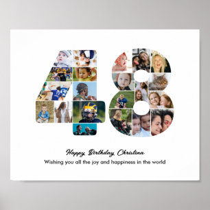 Poster Collage photo pour les 48 ans avec le numéro 48