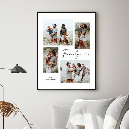 Poster Collage photo simple Famille noire et blanche