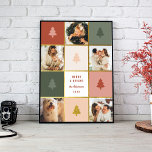 Poster Collage photo sur mesure Pastel & Gold Christmas 5<br><div class="desc">Célébrez les fêtes avec style avec notre Poster festif. Un collage dynamique de 5 photos brille dans les pastels et l'or, avec les arbres de Noël et le message "Joyeux et brillant" dans la police sans-serif ludique. Customisez-le avec votre nom de famille et votre année pour un spectacle de vacances...</div>
