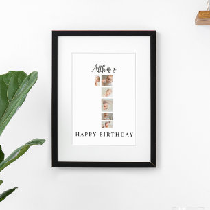 Poster Collage photo tendance pour une fête de 1er annive