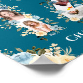 Poster Collage photo turquoise Fleur Jaune 12e anniversai (Coin)