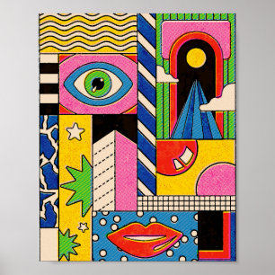 Poster Collage psychédélique Pop Art