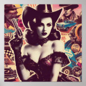 Poster Collage Retro Cowgirl (Devant)