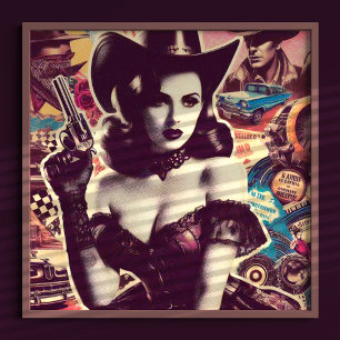 Poster Collage Retro Cowgirl